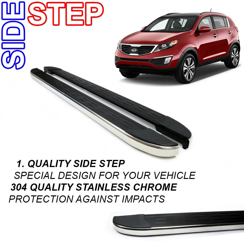Боковые подножки Nerf Bar Chrome Black. 2 предмета. Левый и правый для Kia Sportage 2010-2015 |
