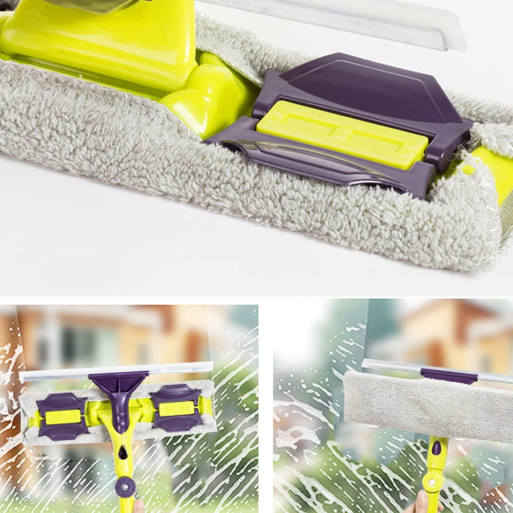 

Double-Sided Cleaning Brush Window Cleaner Telescopic Rod Glass Cleaning Window Brush (Including 1pc Cloth With Random Color)