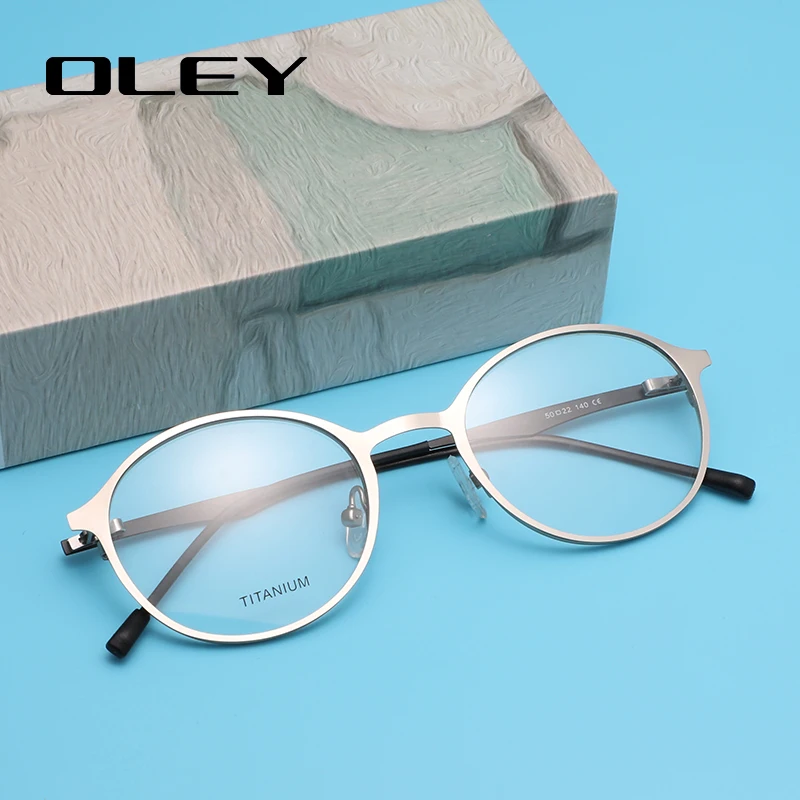 

OLEY DESIGN Women Luxury Titanium Alloy Optics Glasses Frames Vintage Round Ultralight Myopia Prescription Eyeglasses Y7710