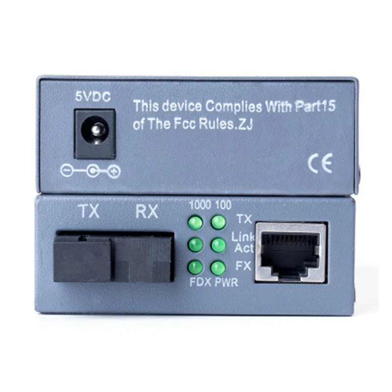 

1 Pair HTB-GS-03 A/B Gigabit Fiber Optical Media Converter 1000Mbps Single Mode Fiber SC Port External Power Supp