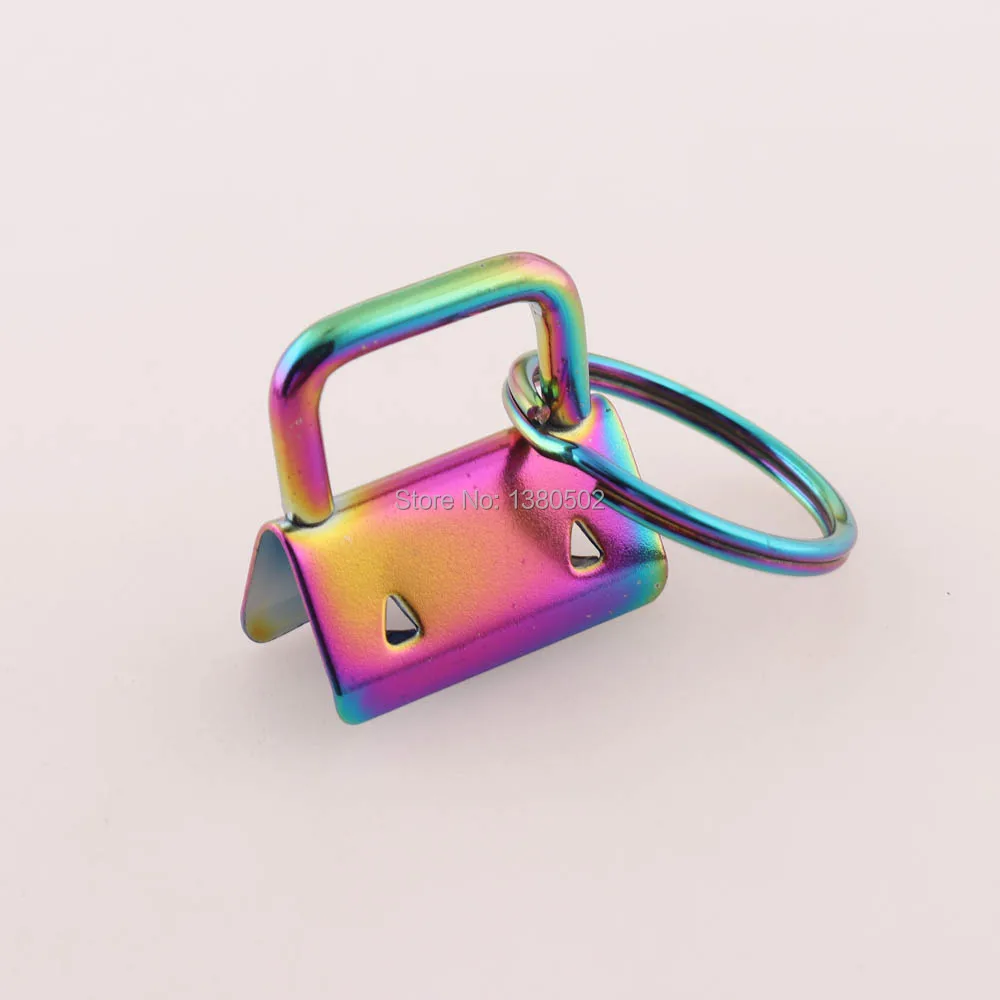 

10pcs /lot 20/25/32mm Fashion Rainbow Color Metal Key Fob Hardware with Split Ring Key Ring for Webbing Jewelry accessories