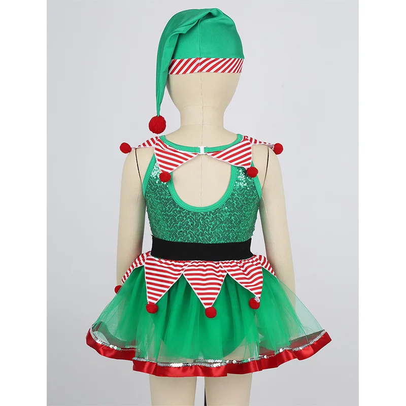 ChicTry Детский Рождественский праздничный костюм эльфа с блестками полосатый