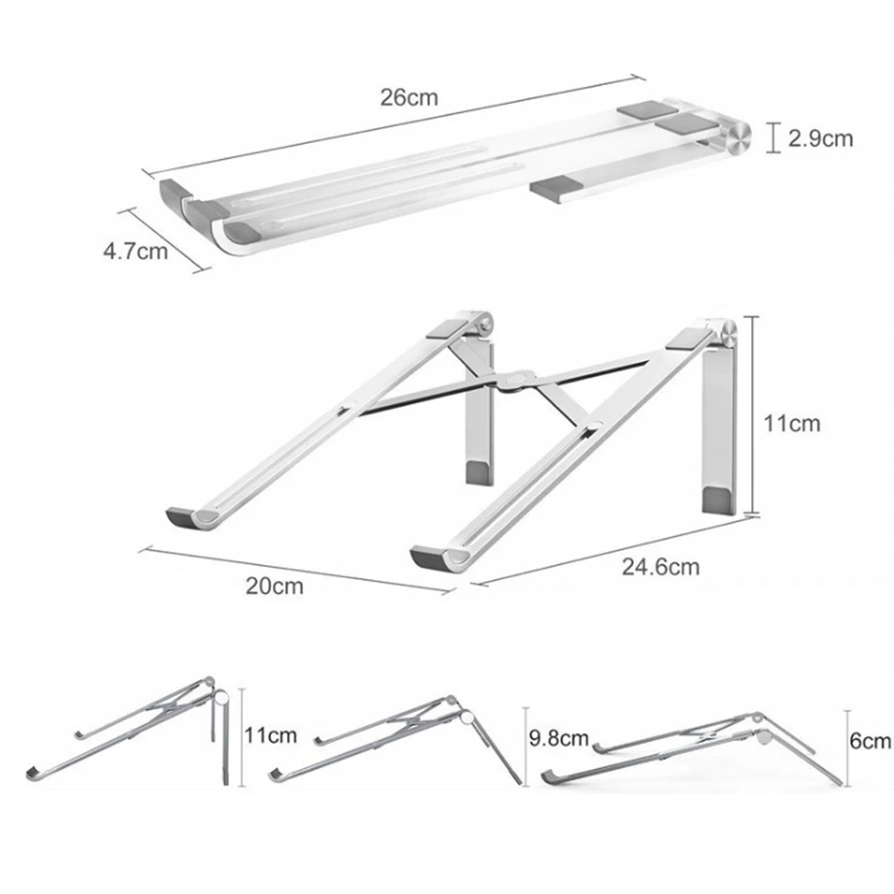 

Aluminum Alloy Adjustable Notebook Stand Foldable Laptop Stand Portable Folding Hot Selling