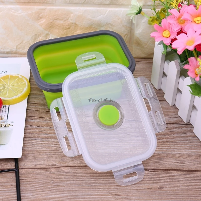 

4pc Portable Collapsible Folding Silicone Food Storage Containers Lunch Bento Box