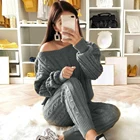 Женский вязаный свитер, комплект из 2 предметов, теплый шерстяной свитер с круглым вырезом, домашний костюм, 2021