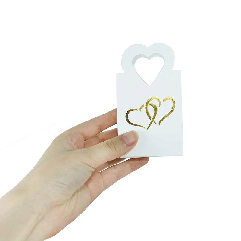 

10/20Pcs Bronzing Heart Candy Bag White Pink Blue Chocolate Cookie Paper Bag Box For Wedding Birthday Party Decor Gifts Handbag