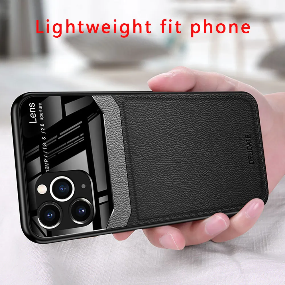 Кожаный чехол для iPhone 11 Pro Max роскошное зеркальное стекло противоударный 7 8 6 6S Plus XS