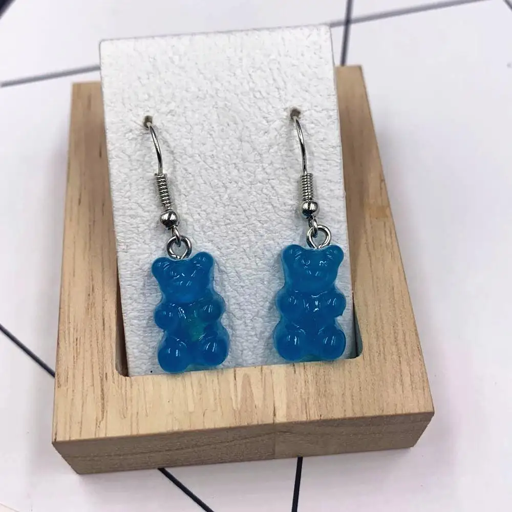 

Cartoon Cute Resin Earrings Colorful Animal Bear High Quality Drop Earring Candy Color Kids Gifts