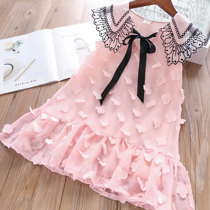 

Korean Girl Dress Summer Fashion Girl Foreign Chiffon Princess Dress Butterfly Lace Flower Dress Toddler Girl Clothes