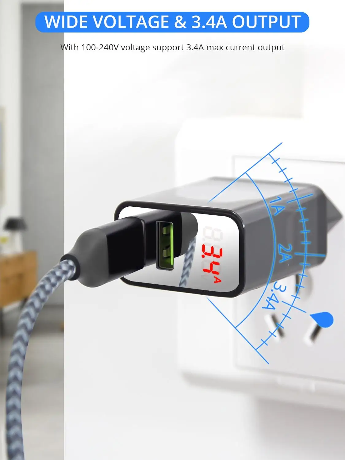 Зарядное устройство с 2 USB портами и светодиодным дисплеем|Зарядные устройства