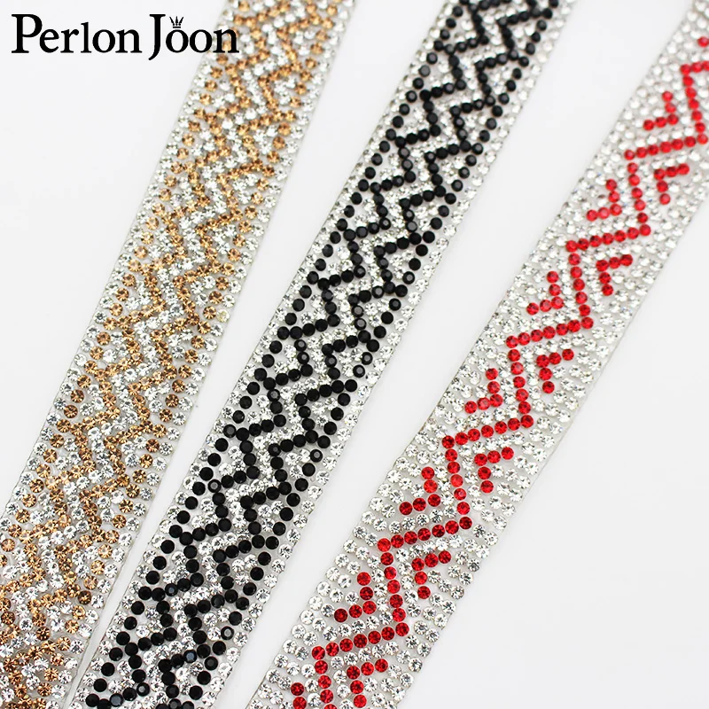2cm breite Zwei-farbe welle strass trim strap hot fix farbe gurtband Kleidung taschen schuhe DIY dekoration zubehör TR129 – Detail 7