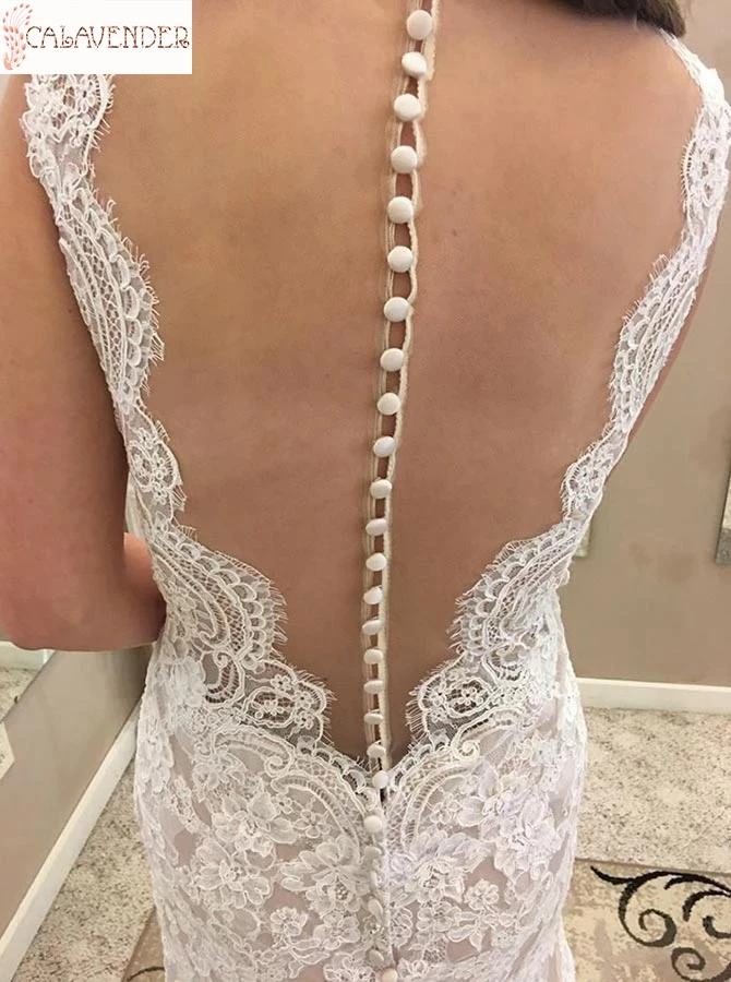 

Square Collar Mermaid Wedding Dresses Lace Appliques Sexy Wedding Dresses Illusion Bodicevestido De Novia