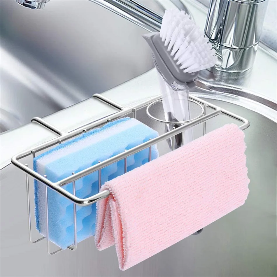 

Stainless Steel Sink Drain Hanging Basket Kitchen Storage Basket Sink Rack Double Layer Rag Storage Rack