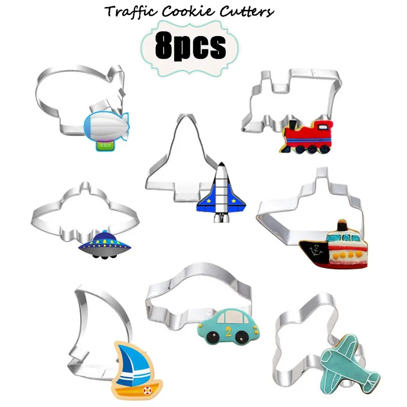 Набор резаков для печенья из нержавеющей стали форма поезда самолета корабля