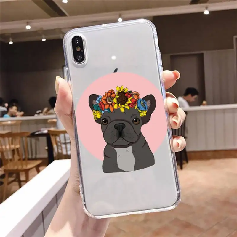 

Hot French Bulldog Dog Phone Case For iphone 12 11 8 7 6s 6 5 5s 5c se plus mini x xs xr pro max Transparent soft