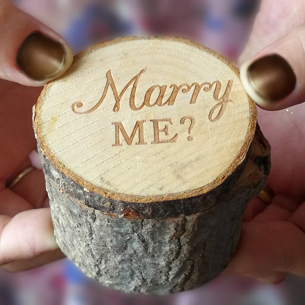 Деревянная коробка для обручальных колец Marry Me с буквенным декором пасторальный