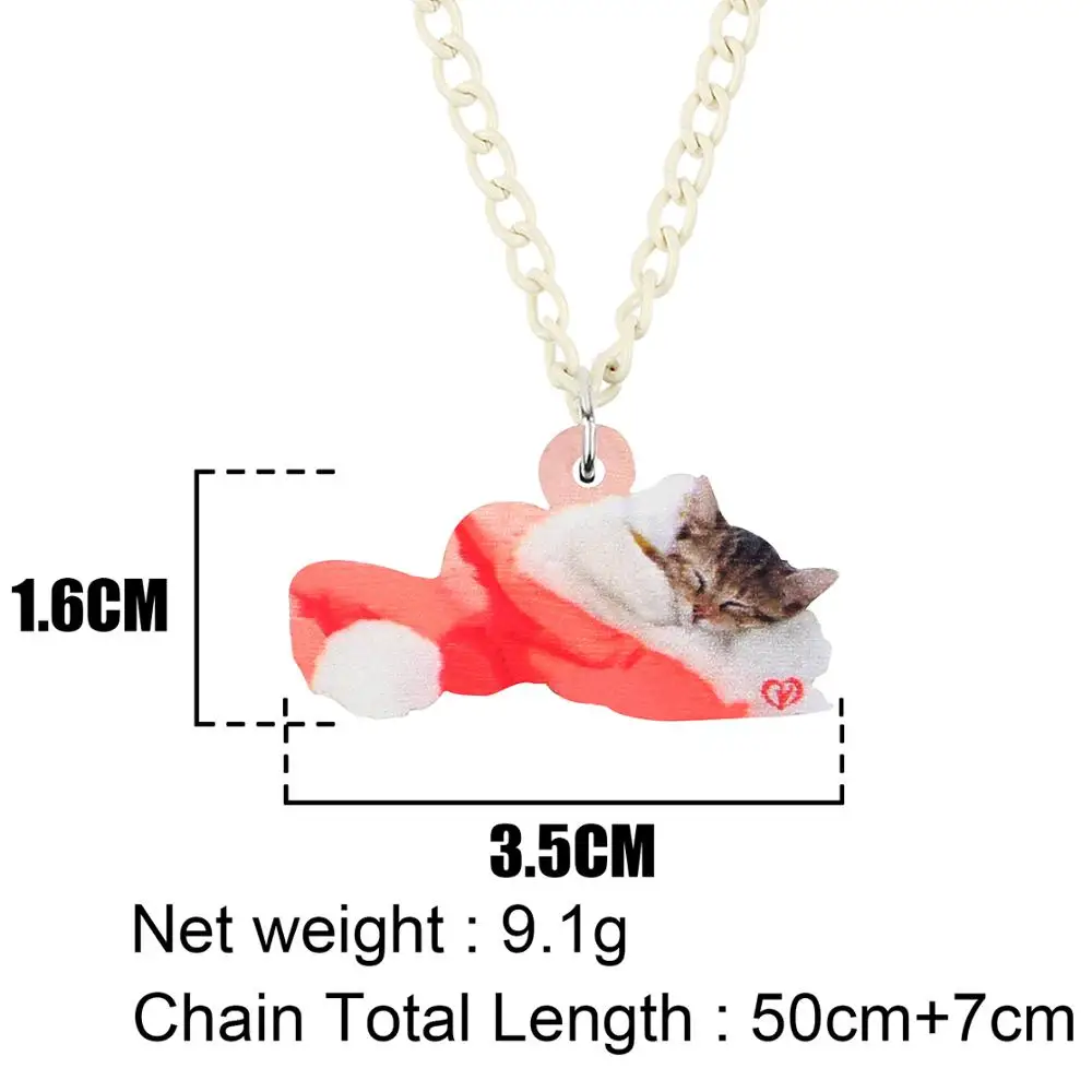 Bonsny Акриловая Рождественская шапка ожерелье с короткими волосами и кошкой