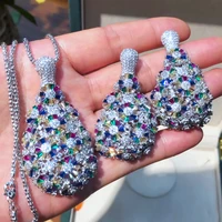 missvikki noble dubai women wedding big drop pendant earrings necklace jewelry set fine super cz new design fashion accessories
