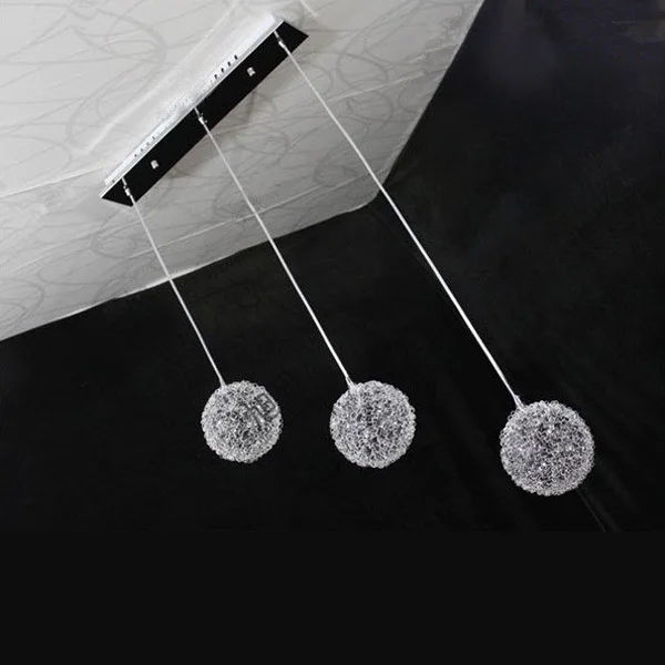 

3 Lights Modern Aluminium Wire Glass Ball Chandelier Lamp DIY Home Deco Living Room G4 LED Bulb Chandelier Lighting Fixture