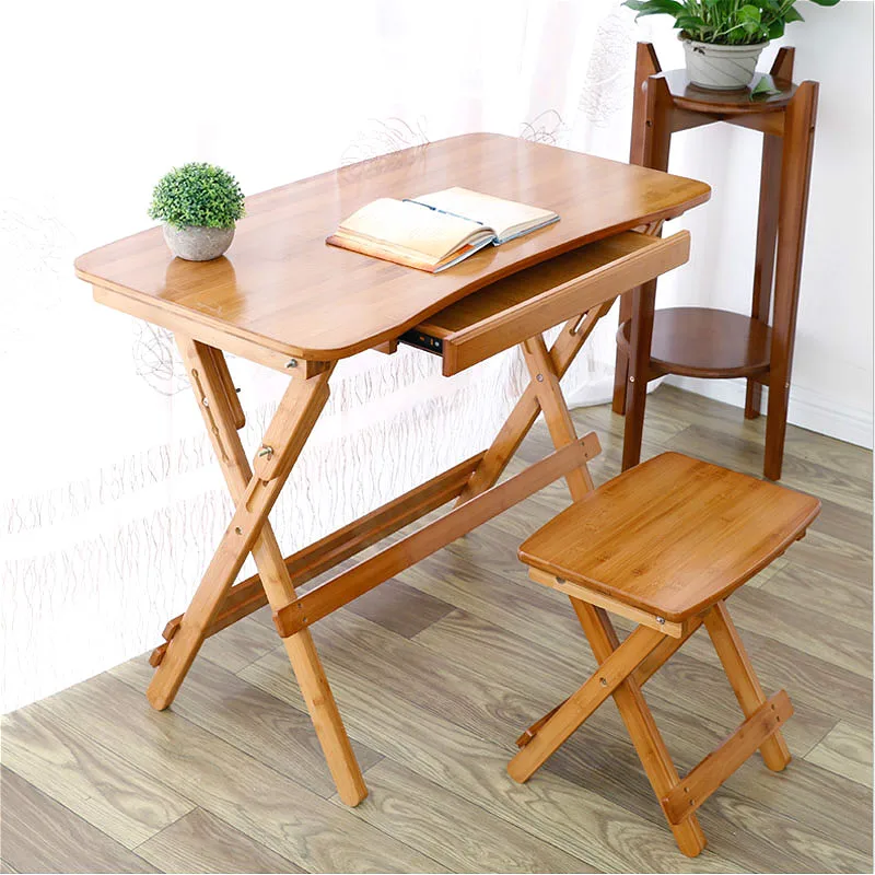 Детский стол и стулья Folden складной из натурального бамбука 4 скорости подъемные