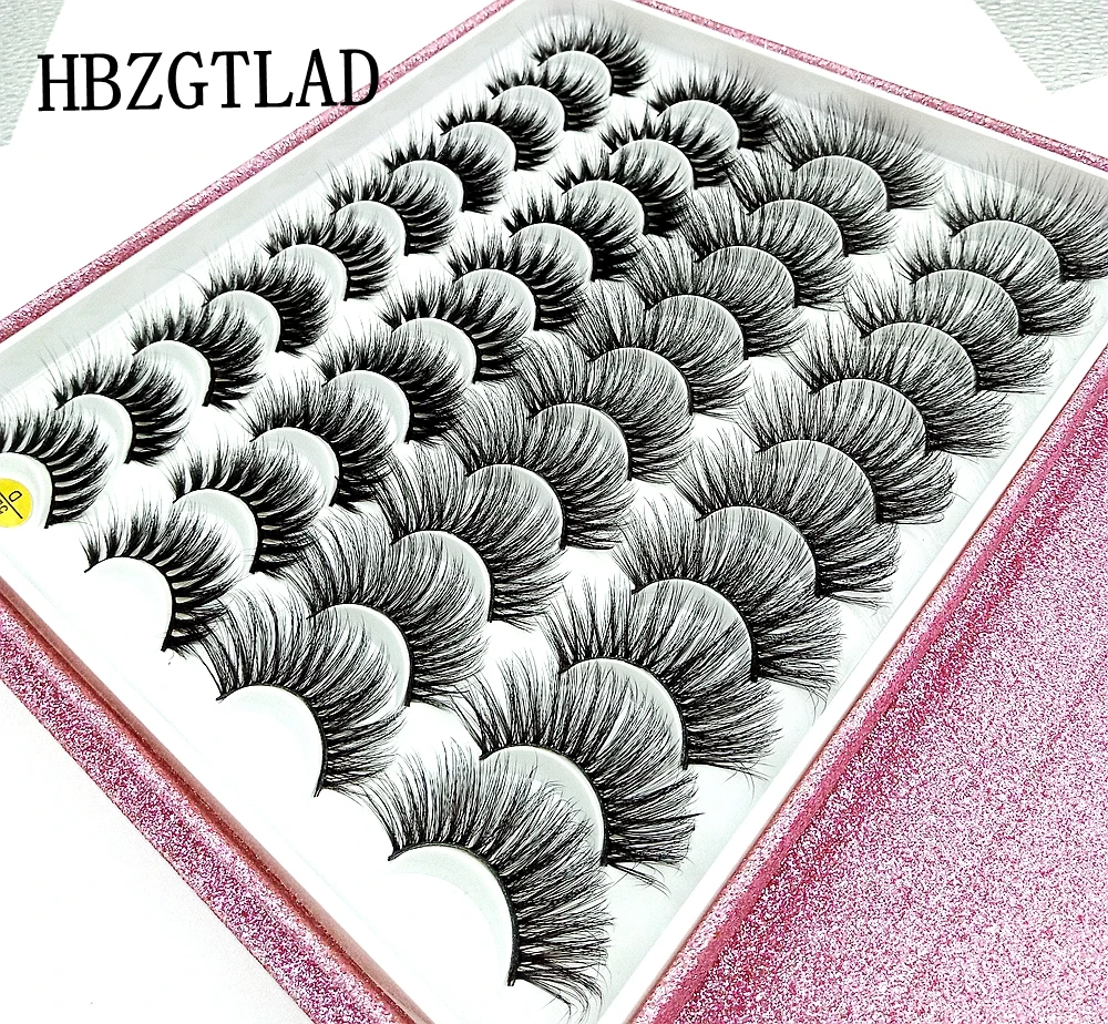 HBZGTLAD 20 pairs Wispy Fluffy natural long false eyelashes makeup 3d mink lashes Stage Makeup eyelash extension for beauty 5D | Красота и