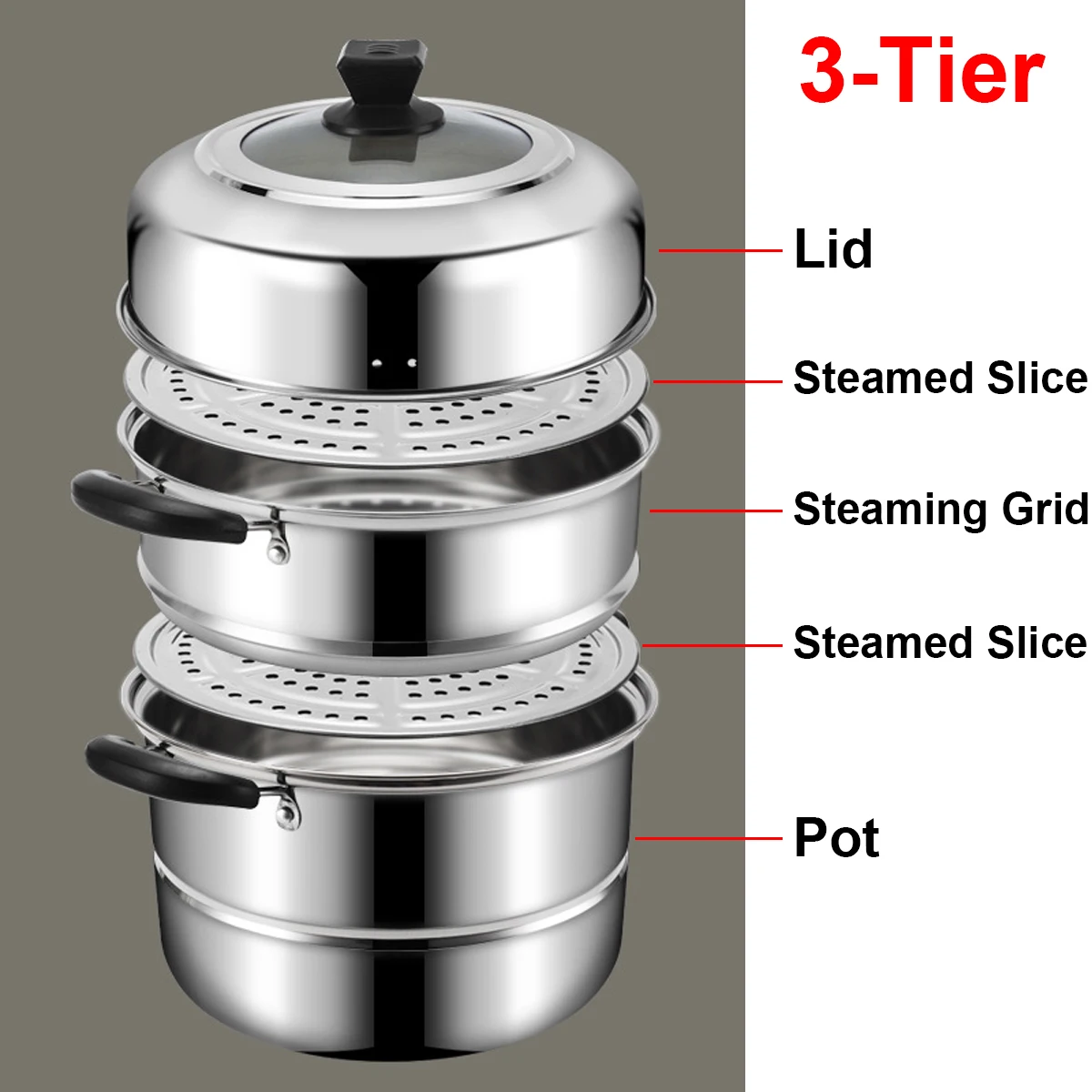 

3/4 Layer Stainless Steel Pots Stockpot Hotpot Induction Steaming Food Steamer Pan Cookware Household Cooking Pot Steamer Cooker