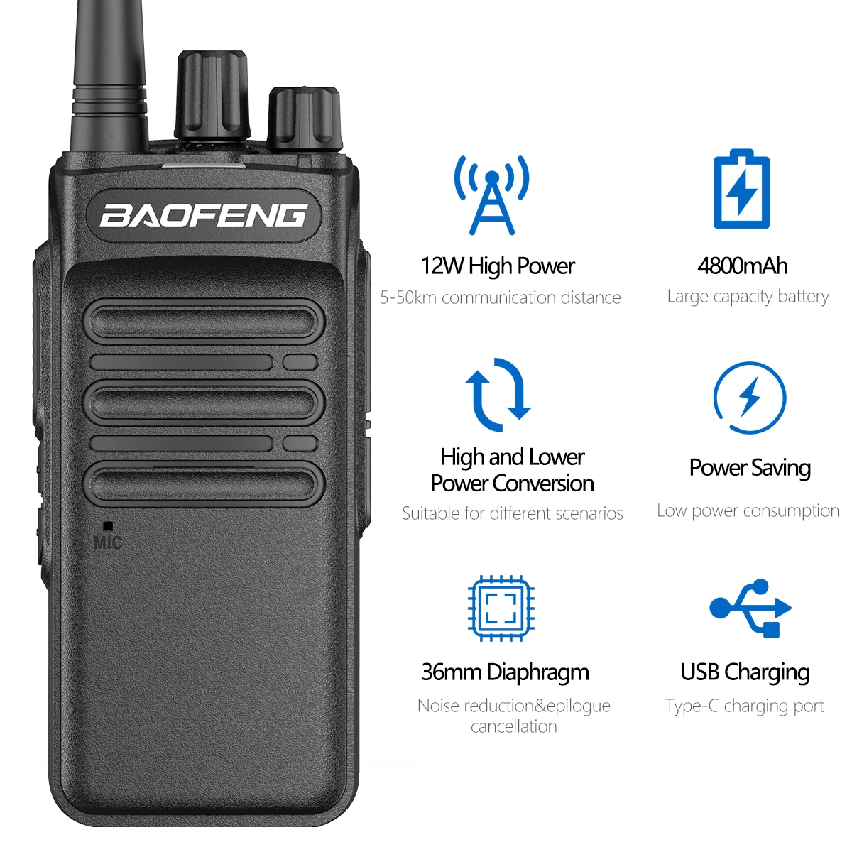 2PCS BaoFeng BF-1905 12W High Power  Two Way Radio 50KM Long Range Powerful Radio Professional Walkie Talkie UV-5R UV-82 BF-1904 |