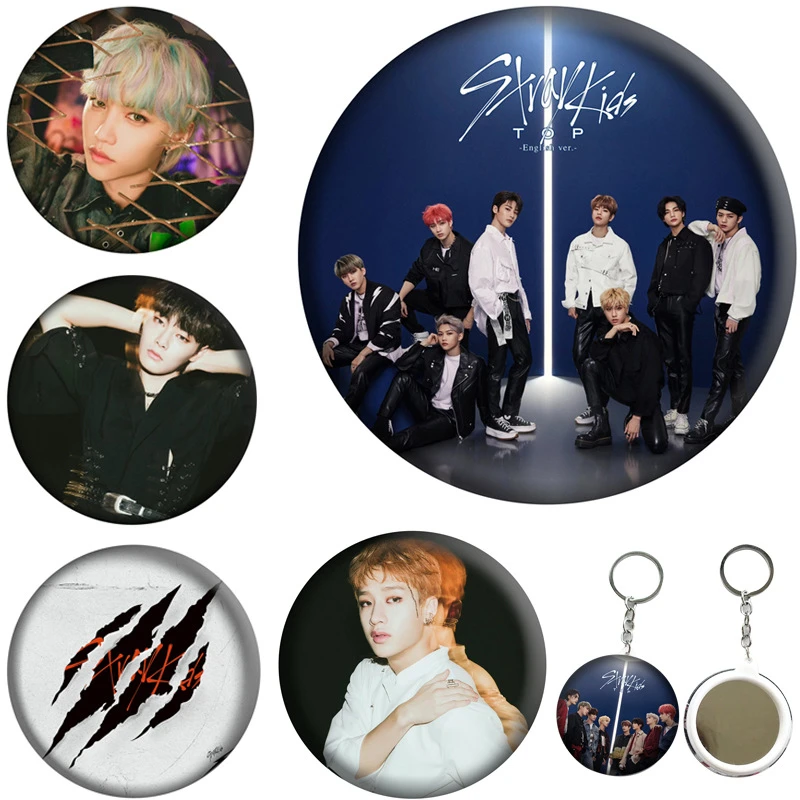 

KPOP бродячие дети японский альбом фотография круглая брошь значок Феликс Банг Чан ли знакомство зеркало брелок сумка аксессуары N66