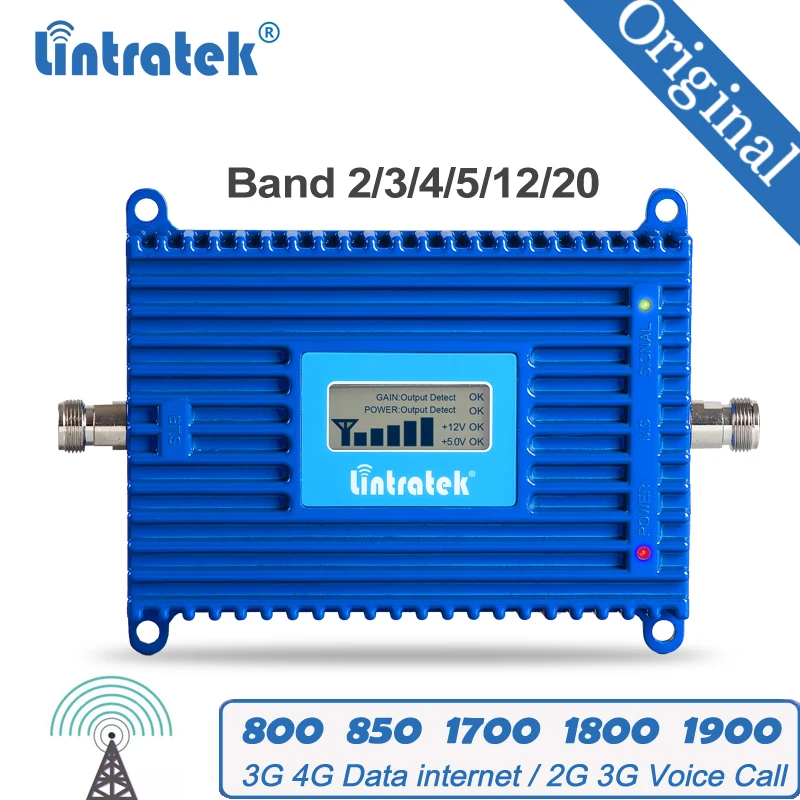 ALC усилитель сигнала Lintratek band1/2/3/4/5/20 ретранслятор 800 850 2100 1700 1900 1800 МГц LTE GSM WCDMA