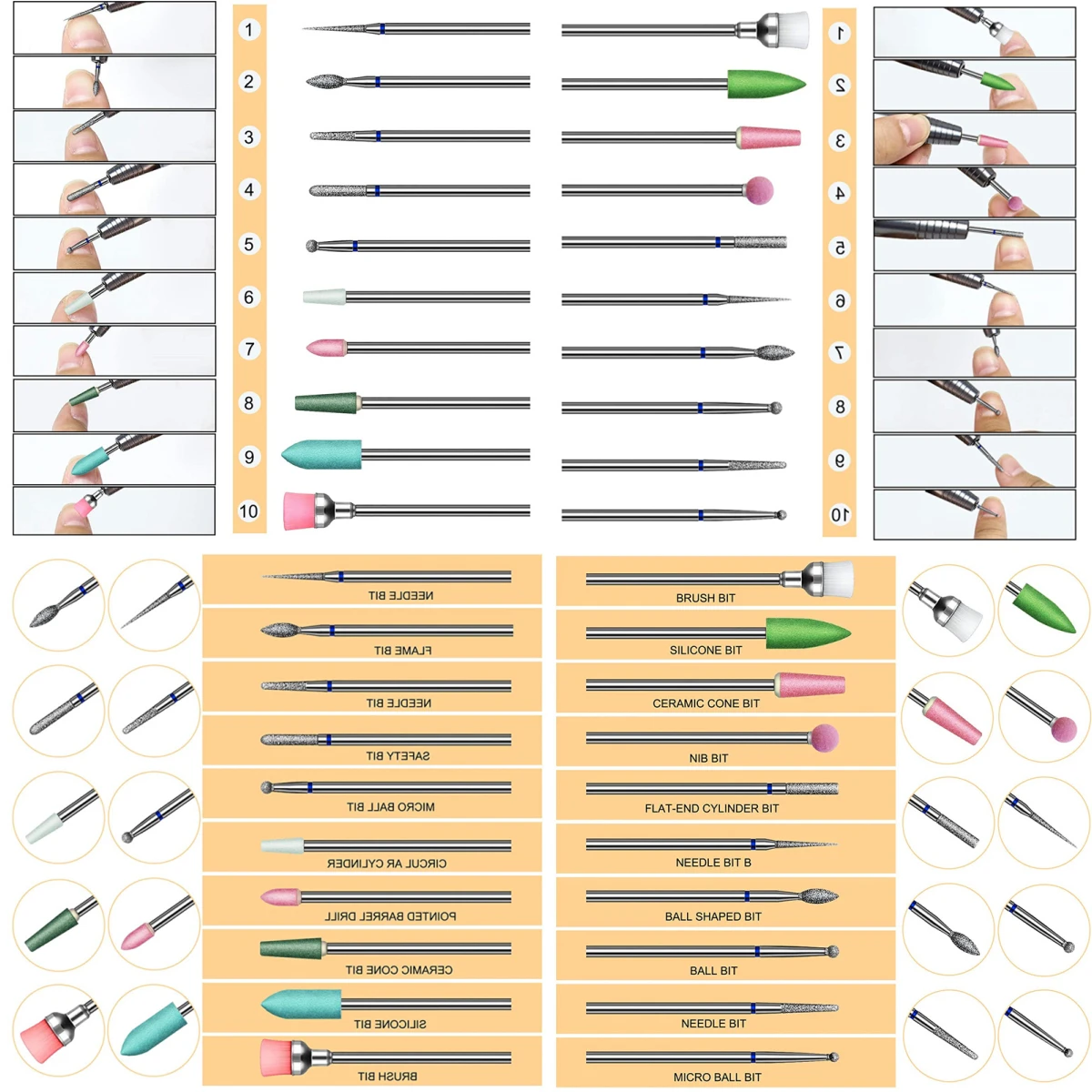 

20 PCs Nail Drill Bits Set for Acrylic Nails Professional Diamond Cuticle Remover Bits Kit with Box 2.35MM Electric Nail File