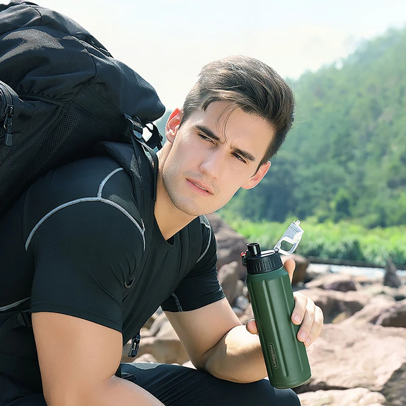 Шейкер Спортивная бутылка для воды портативная фляжка из нержавеющей стали 18/10