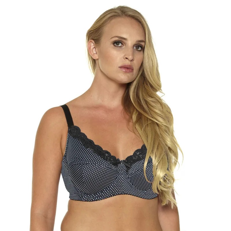 Sexy Women Big  Lace Underwear No-padded Bra Full Coverage Unlined Bras Dot Brassiere Female Lingerie Plus Size 34C-46G