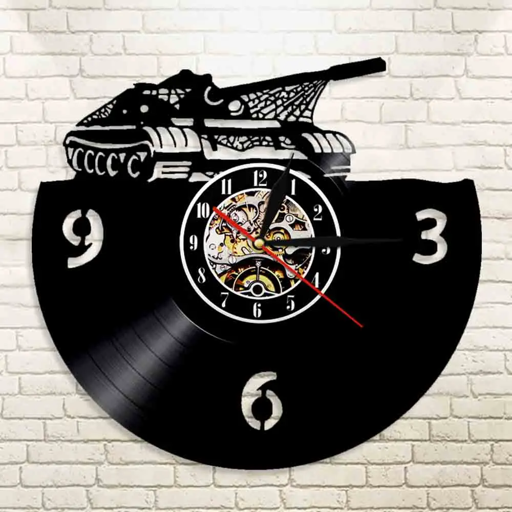Главный боевой танк настенные часы военный виниловая запись Танк война мишень