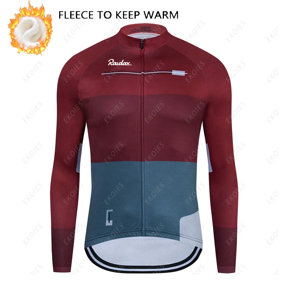 

2022 Men RAUDAX Long Sleeve Cycling Jersey Winter Thermal Fleece Bicycle Team Cycling Clothese Outdoor Sport MTB Biking clothing