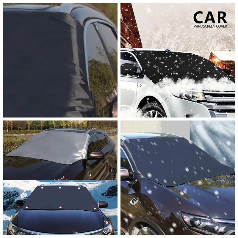 

New Magnetic Windscreen Cover Car Windshield Frost Ice Snow Dust Sun Shade Half Cover Snow Cream Sunscreen Silver Coated Cloth