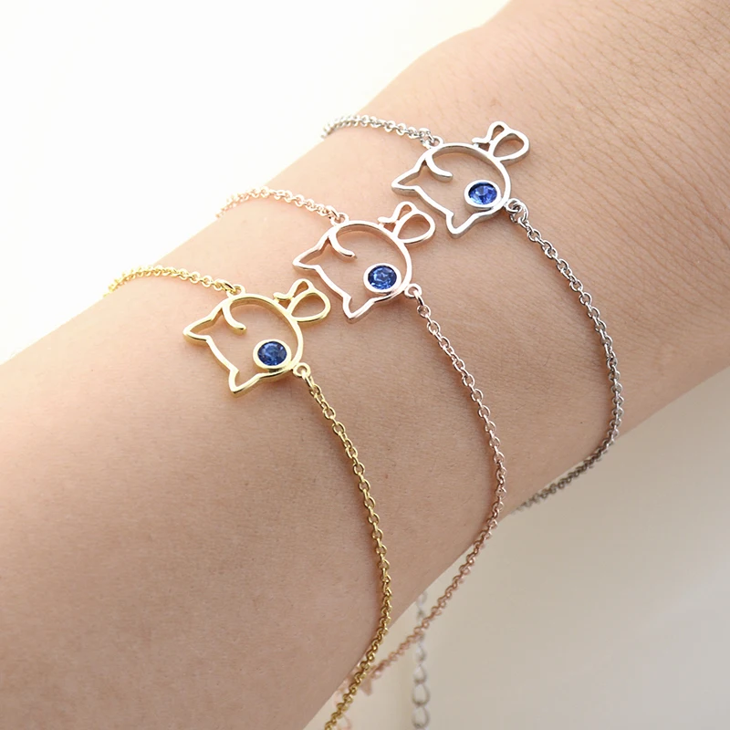 Браслет-цепочка для женщин серебристый с изображением кошки летнее ювелирное