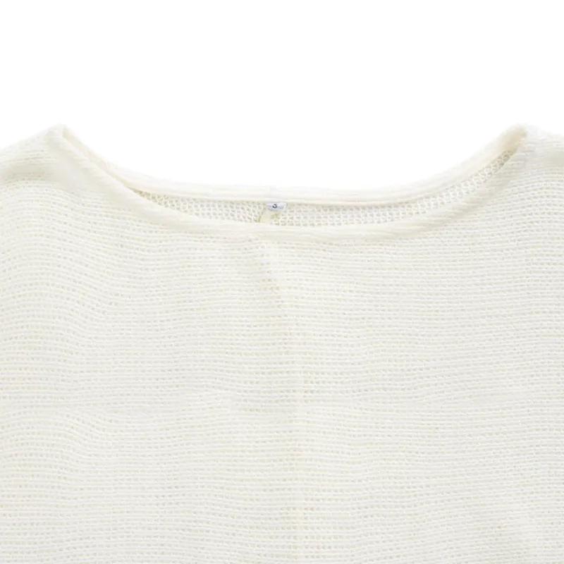 

Hot Sale Women Casual Solid Long Sleeve Slash Neck Pullovers Sweater Ladies Knitted Sexy Asymmetrical Hem Tops Crochet Winter