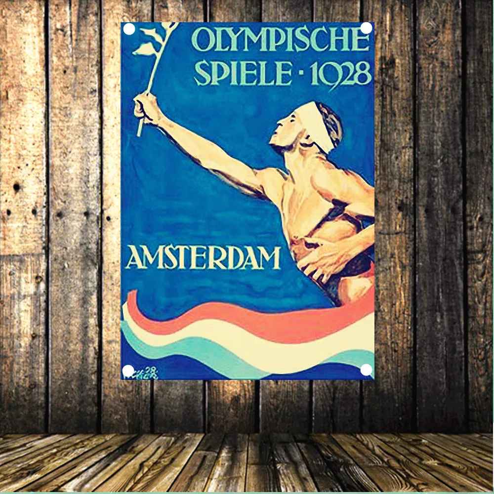 Флаг Амстердама 1928 с четырьмя отверстиями баннер постер для мальчика спальни