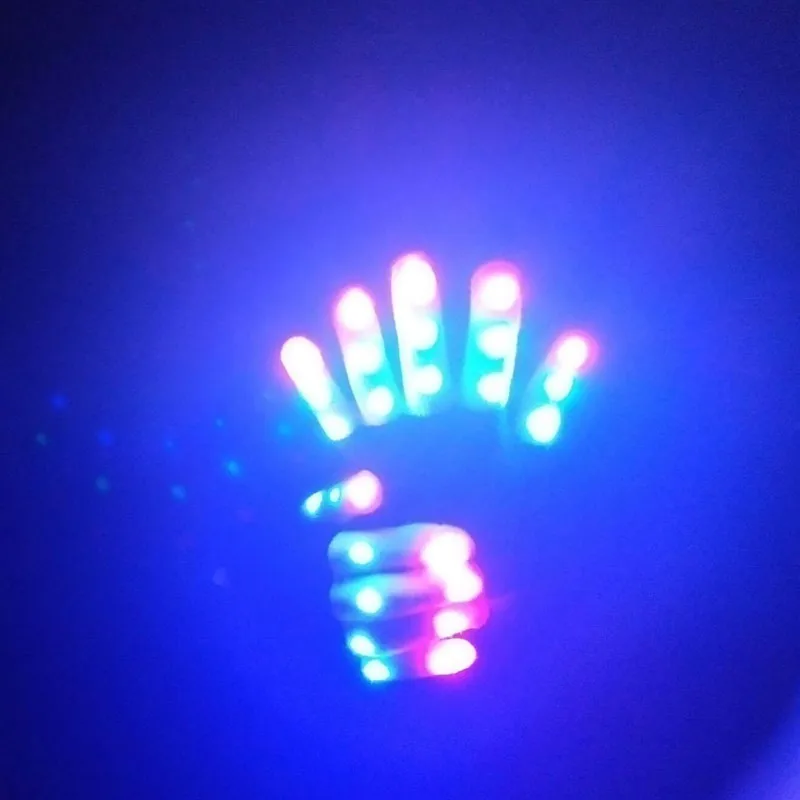 Christmas LED Flashing Gloves Winter Novelty Party Glow Party Supplies Glowing Gloves 7 Mode Light Up