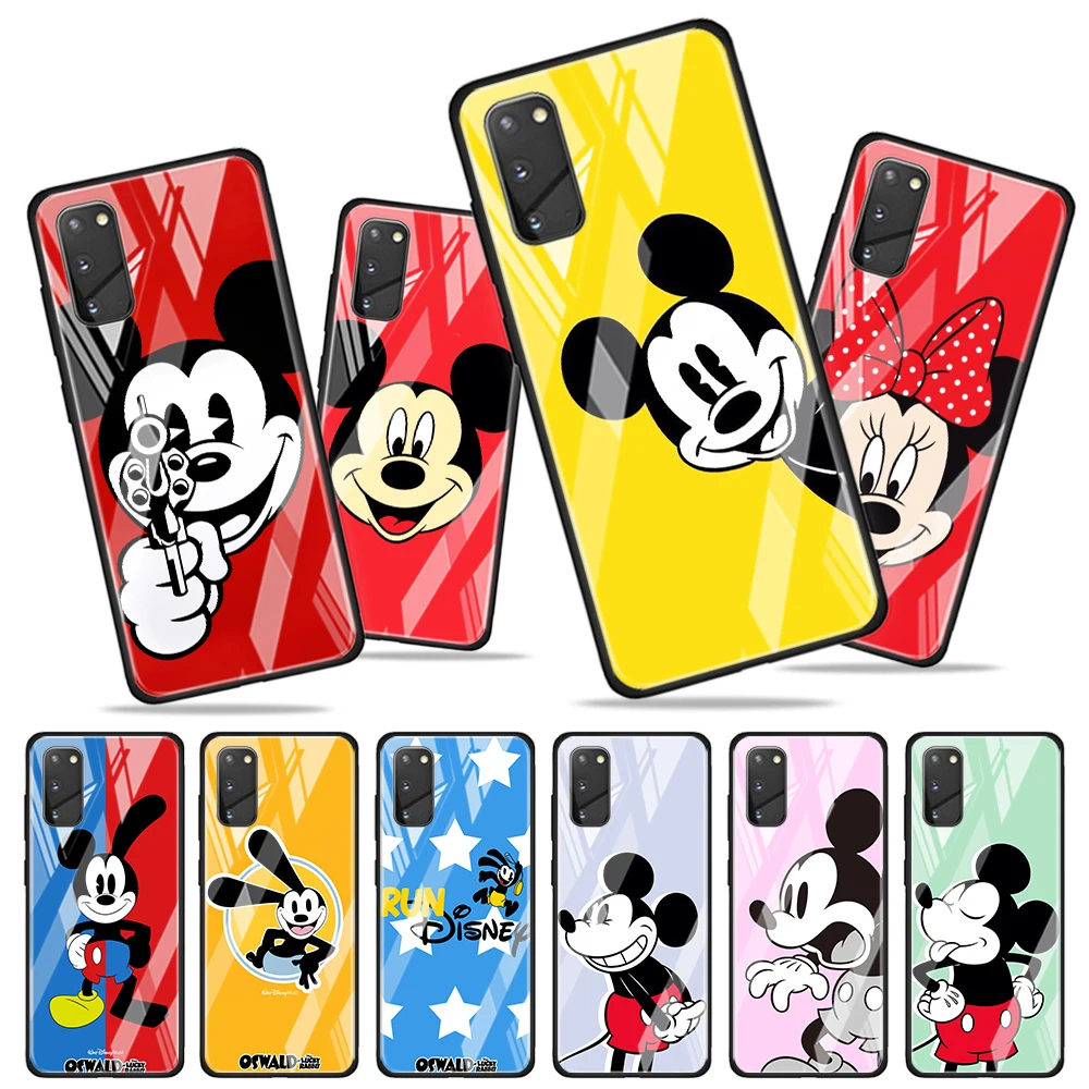 

Disney Mickey Mouse Oswald for Samsung Galaxy S20 FE Ultra Note 20 S10 Lite S9 S8 Plus Luxury Tempered Glass Phone Case Cover
