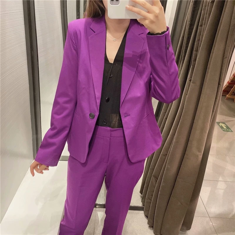 

YOSIBCD Women 2021 Chic Fashion Office Wear Pockets Basic Pants Vintage Mid-Waist Side Vents Female Ankle Trousers Mujer