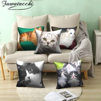 fuwatacchi cute cats pets pillow case anilmals photo cushion cover for home sofa polyester decorative throw pillow cover 4545cm