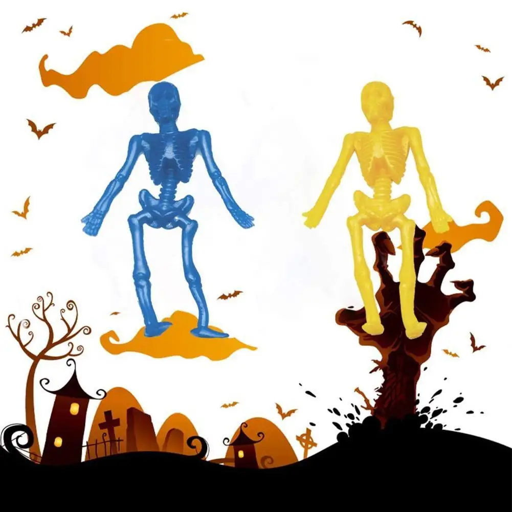 

5Pcs/set Sticky Toy Soft Rubber Stretchable Skull Frame Stress And Anxiety Relieve Halloween Children Funny Toys Random Color