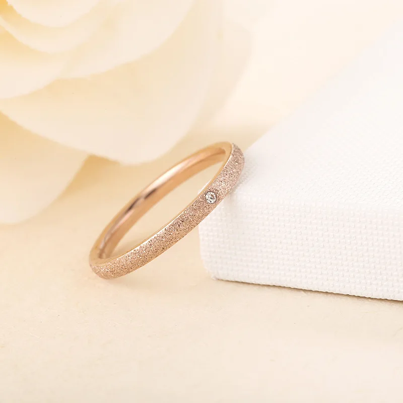 New Design Vintage Frosted Titanium Steel CZ Crystal Ring Rose Gold Engagement Wedding Rings Jewelry For Women Anneau | Украшения и