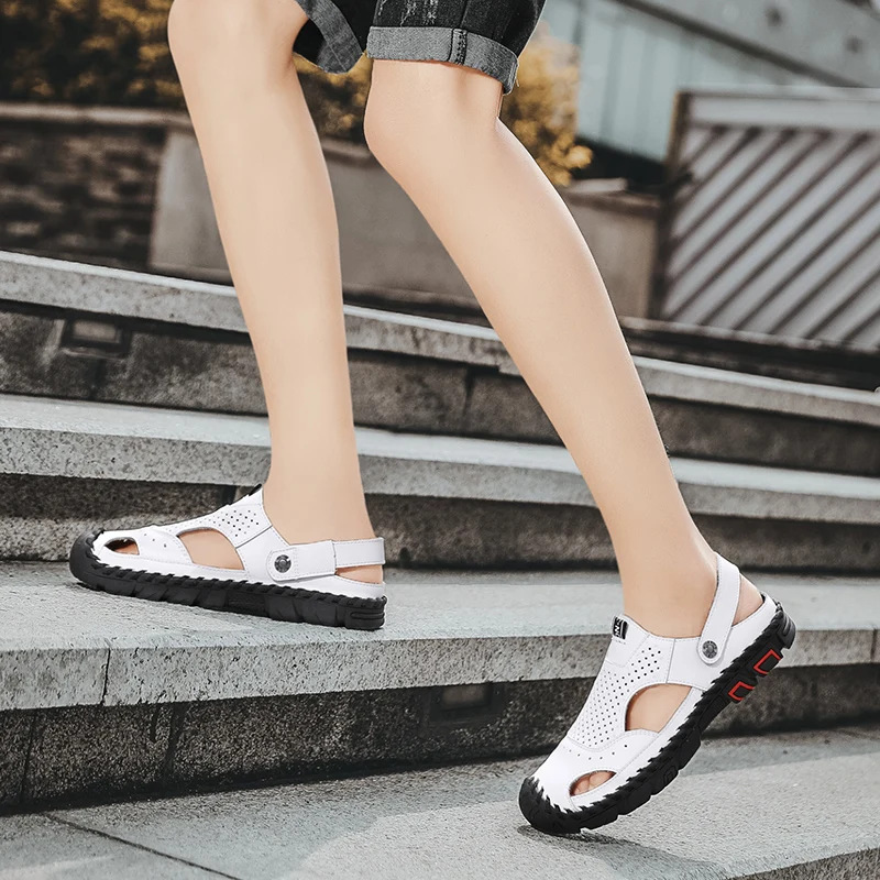

Roman Sandals Men fashion Summer Men's Sandals Outdoor Comfortable Casual Beach Shoes men Genuine Leather Sandalias De Hombre