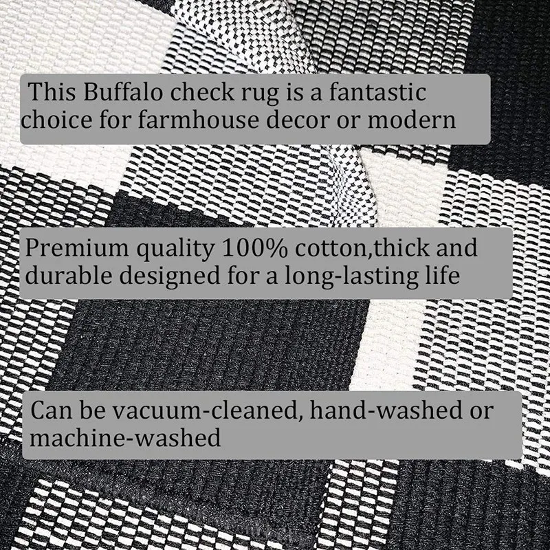 Buffalo Plaid Check Rug -Cotton Hand-Woven Indoor/Outdoor Area Rugs for Layered Door Mats Washable Carpet | Дом и сад