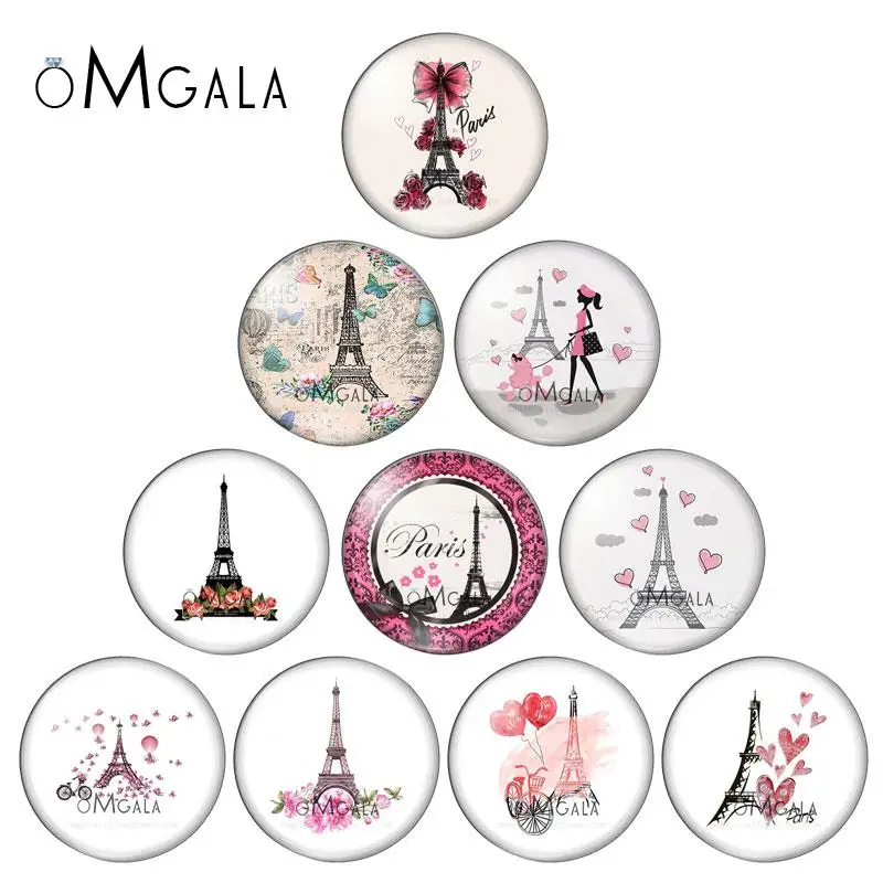 

Art Vintage Paris Eiffel Tower 10pcs 10/12mm/14mm/16mm/18mm/20mm/25mm Round photo glass cabochon demo flat back Making findings