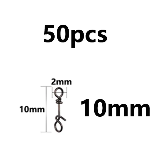50pcs 10mm 50 шт., усиленная нержавеющая сталь, супер рыболовные зажимы, приманка для ловли морской рыбы, ложки, соединитель, аксессуары - Цвет: 50pcs 10mm