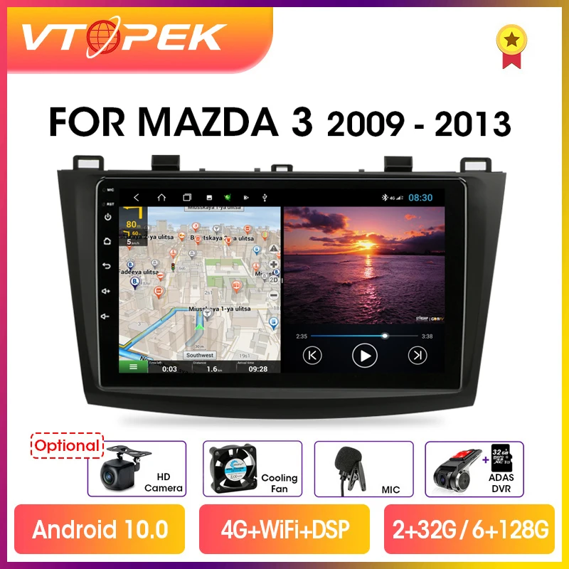 Автомагнитола Vtopek для Mazda мультимедийный плеер на Android 10 0 с 9 &quotэкраном 4G + Wi Fi DSP GPS