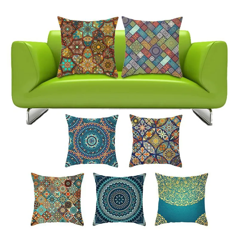 Boho Indian Mandala Watercolor Printing Cushion Car Sofa Pillow Cover Home | Дом и сад